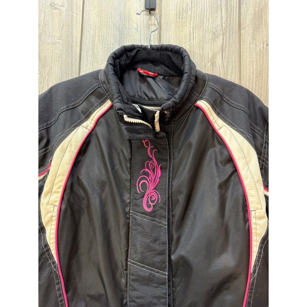 Castle Rizer Womens XL Motorcycle Jacket Black Pink Racing Textile Padded Liner - Picture 9 of 16